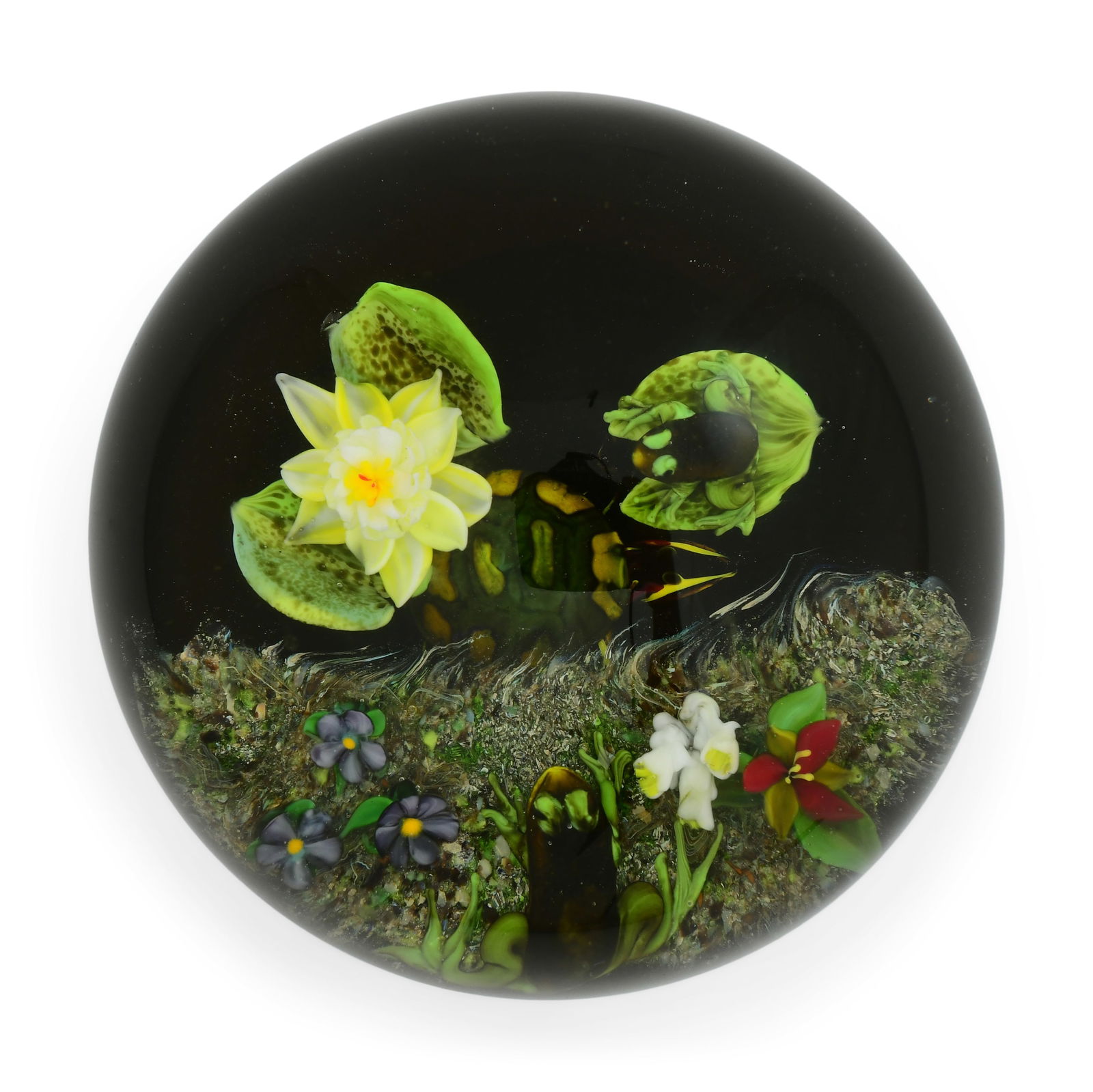 Rick Ayotte (American, b. 1944), "Frog Pond" Magnum Art Glass Paperweight (1 of 4)
