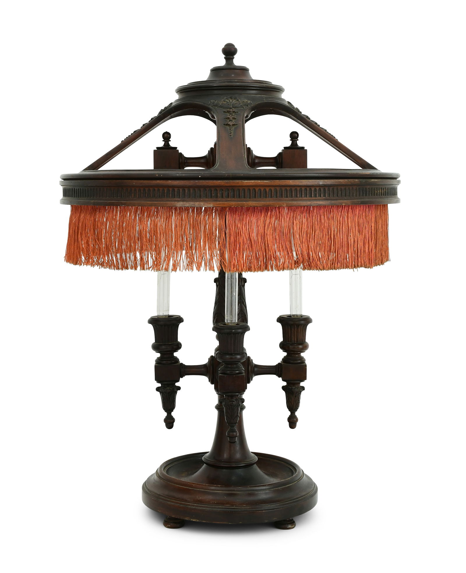 American Carved Mahogany Table Lamp (1 of 6)