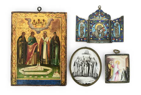 Lot of Four Russian Icons: Lot of Four Russian Icons19th/20th century7 x 5 1/4 inches (largest)Other Notes: Fontaine's Auction Gallery can arrange shipping for this item (USA only).