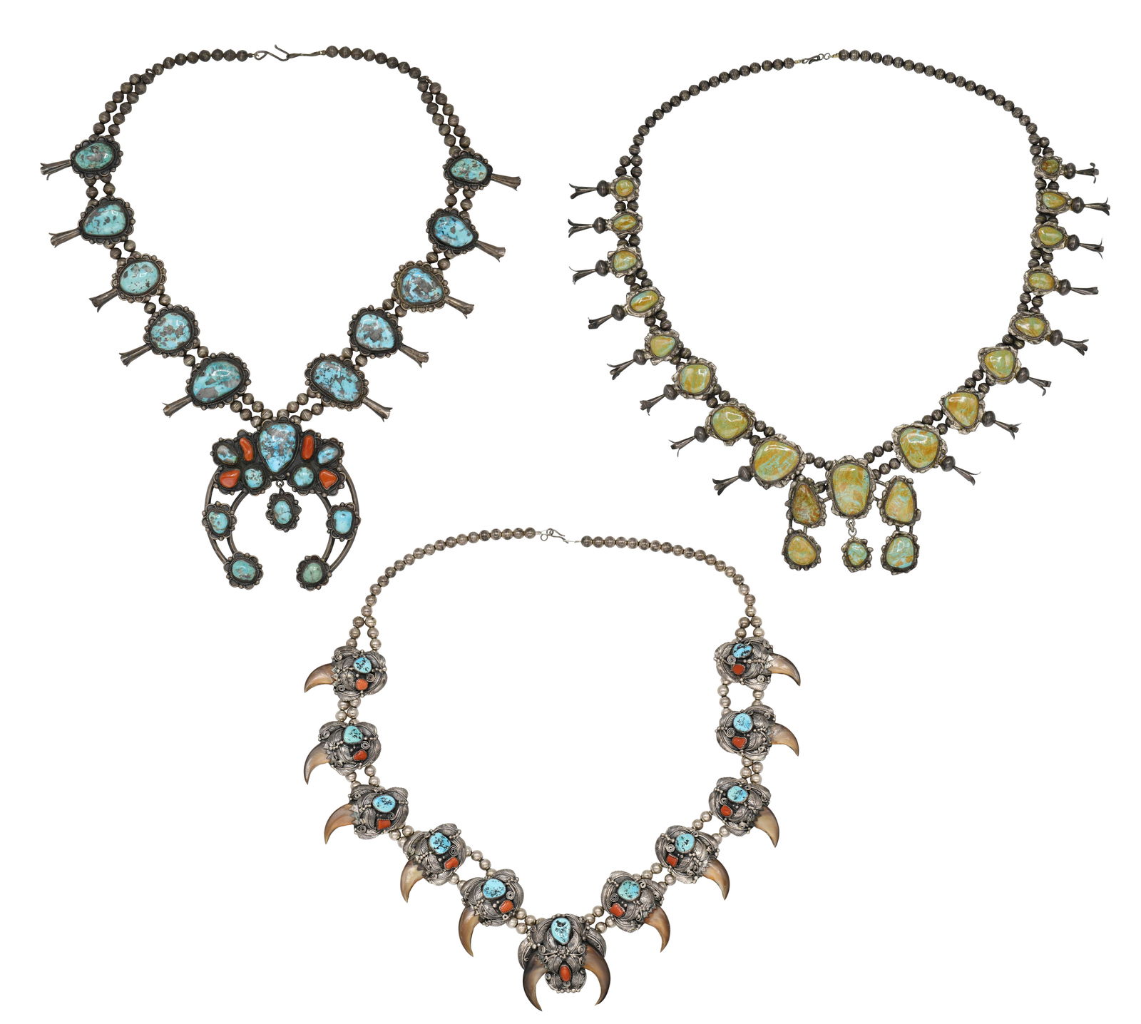 Three Sterling Silver Squash Blossom Necklaces (1 of 4)