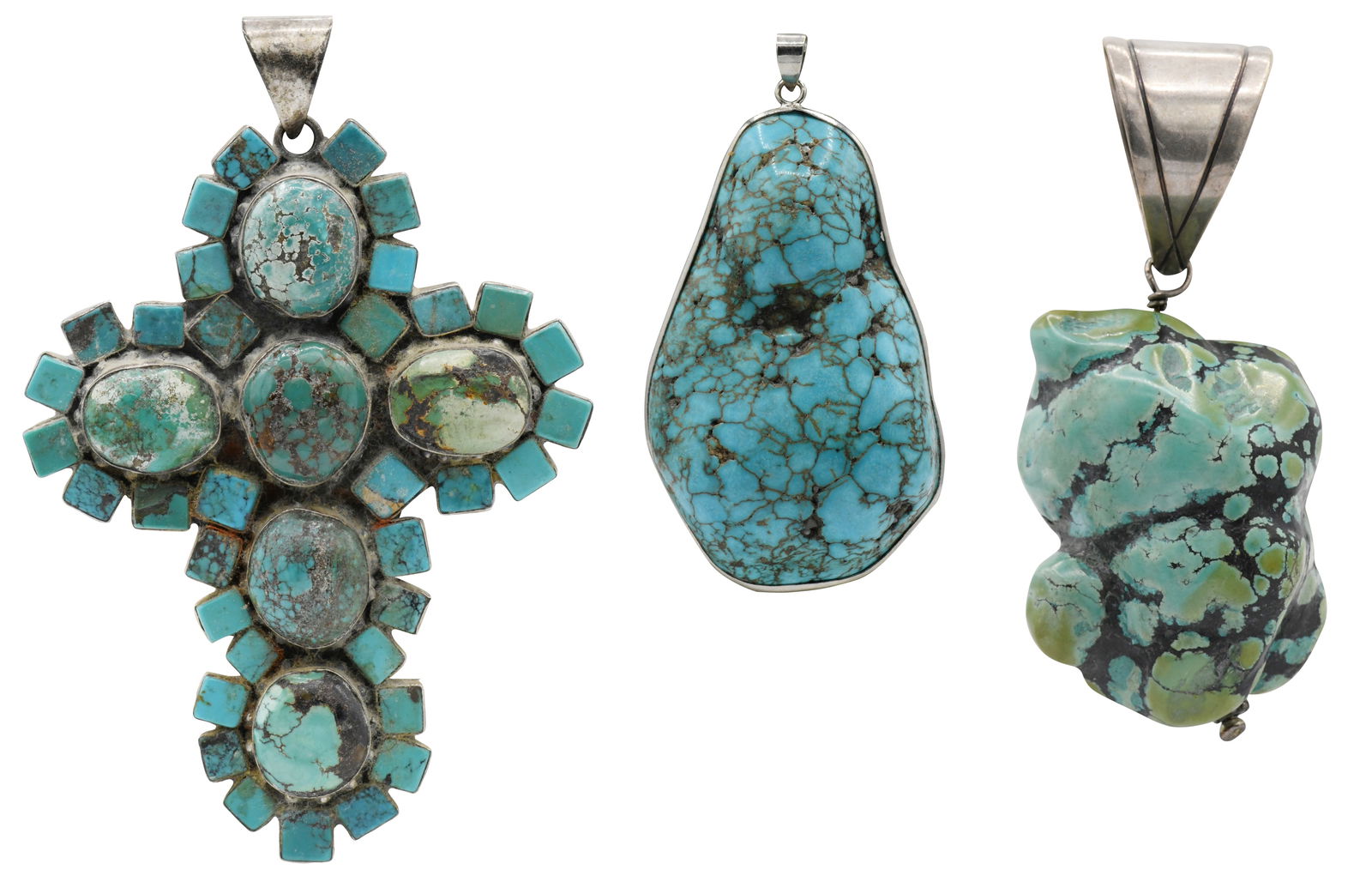 Three Sterling Silver & Turquoise Pendants (1 of 9)