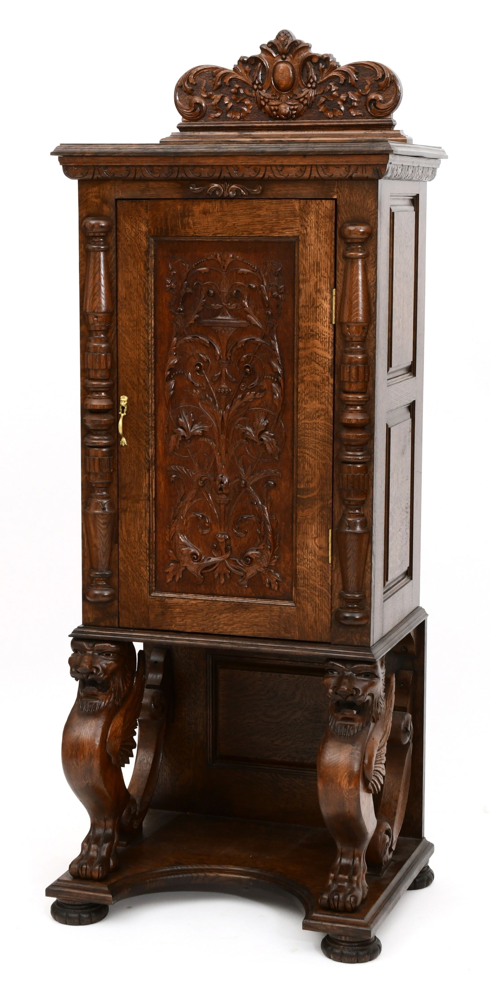American Carved Oak Cabinet with Griffins (1 of 8)