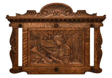 R.J. Horner & Co. Oak Coat Rack: R.J. Horner & Co.(New York, 1886-1915)Coat Rackcirca 1890oaksigned with firm's paper label34 x 44 1/2 x 5 inchesProvenance: Property from a Texas Estate