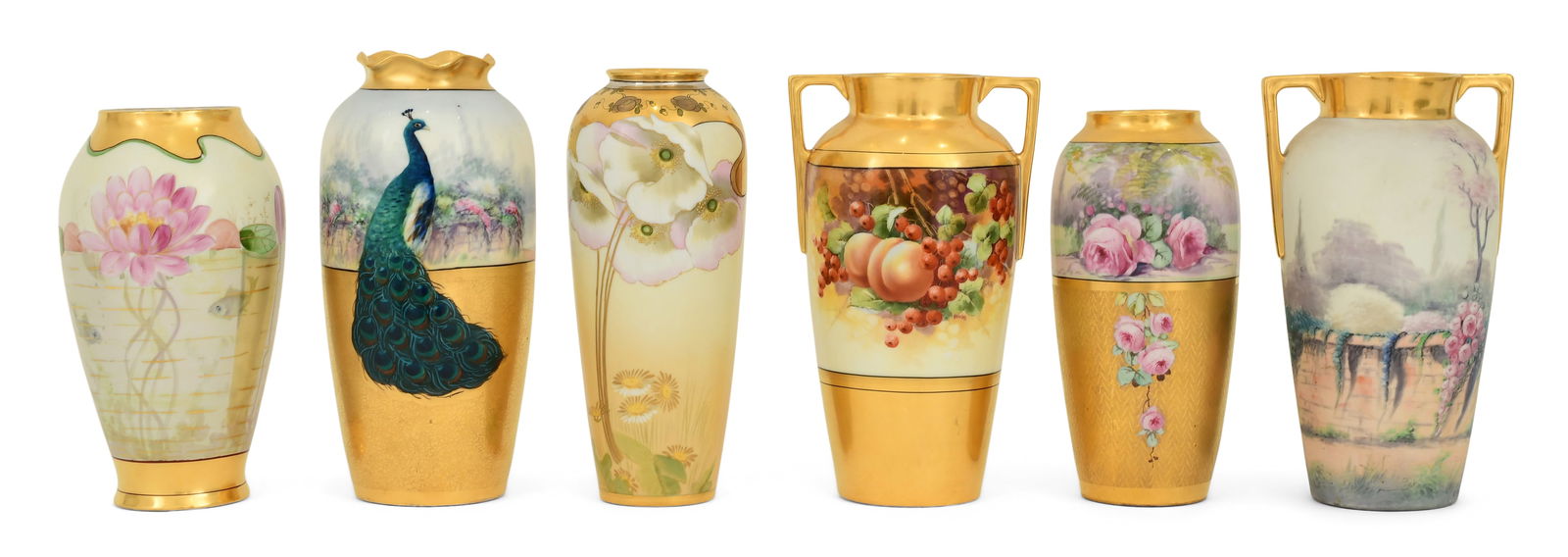 Lot of Six French & Bavarian Hand-Painted Porcelain Vases (1 of 9)