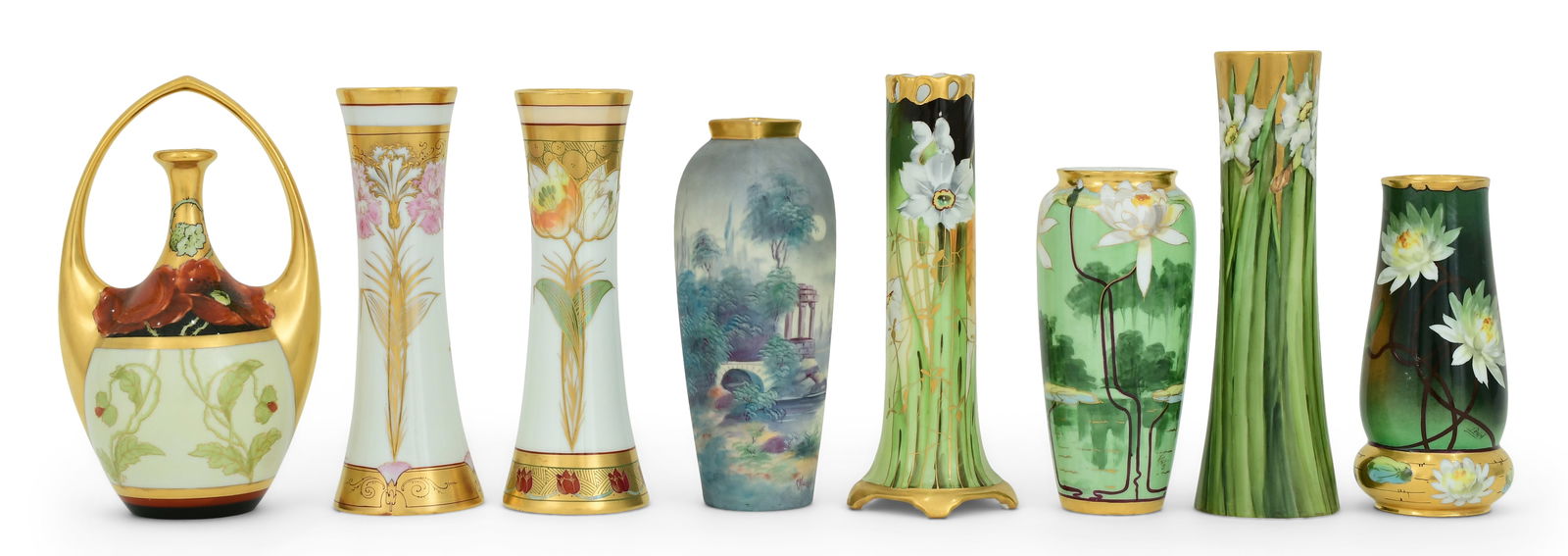 Lot of Eight French Hand-Painted Porcelain Vases (1 of 7)