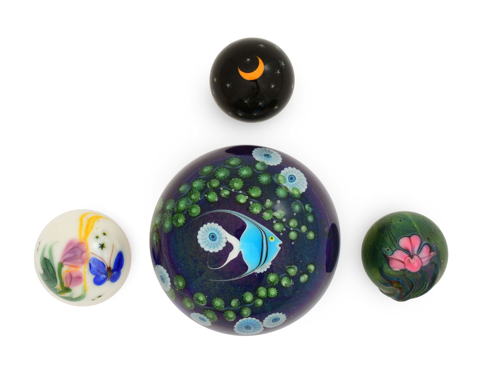 Lundberg Studios, Daniel Salazar, Four Art Glass Paperweights (1 of 12)