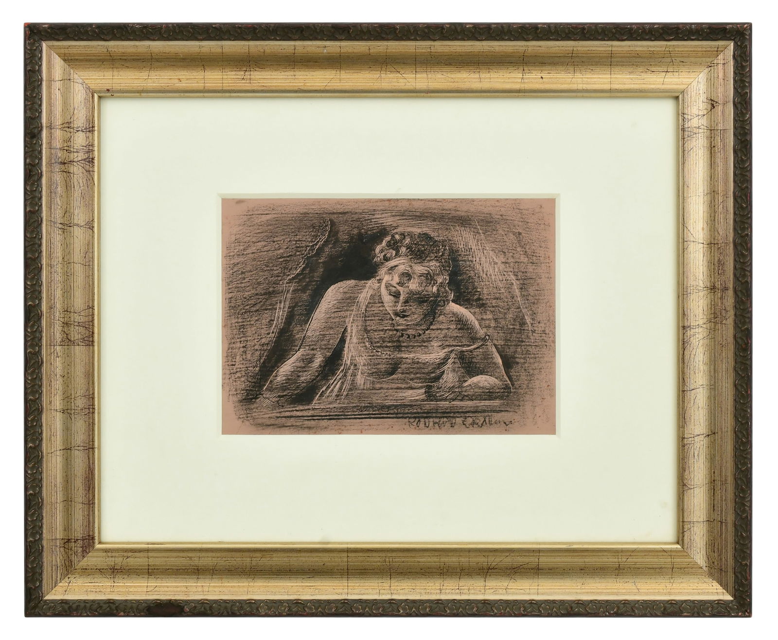 Konrad Cramer (American, 1888-1963), Portrait of a Woman: Konrad Cramer(American, 1888-1963)Portrait of a Womanink on papersigned "Konrad Cramer"7 1/4 x 10 1/4 inches (sight)18 x 22 inches (frame)Provenance: Private Collection, Southbury, Connecticut