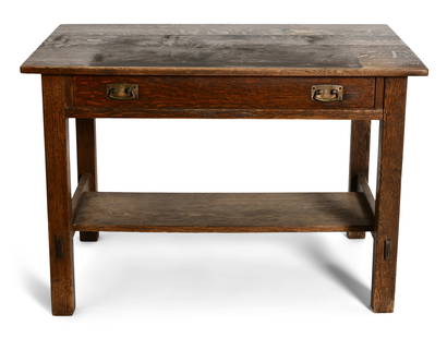 L. & J.G. Stickley Oak Library Table: L. & J.G. StickleyLibrary Tablecirca 1910oakunmarked28 1/2 x 42 x 28 inches