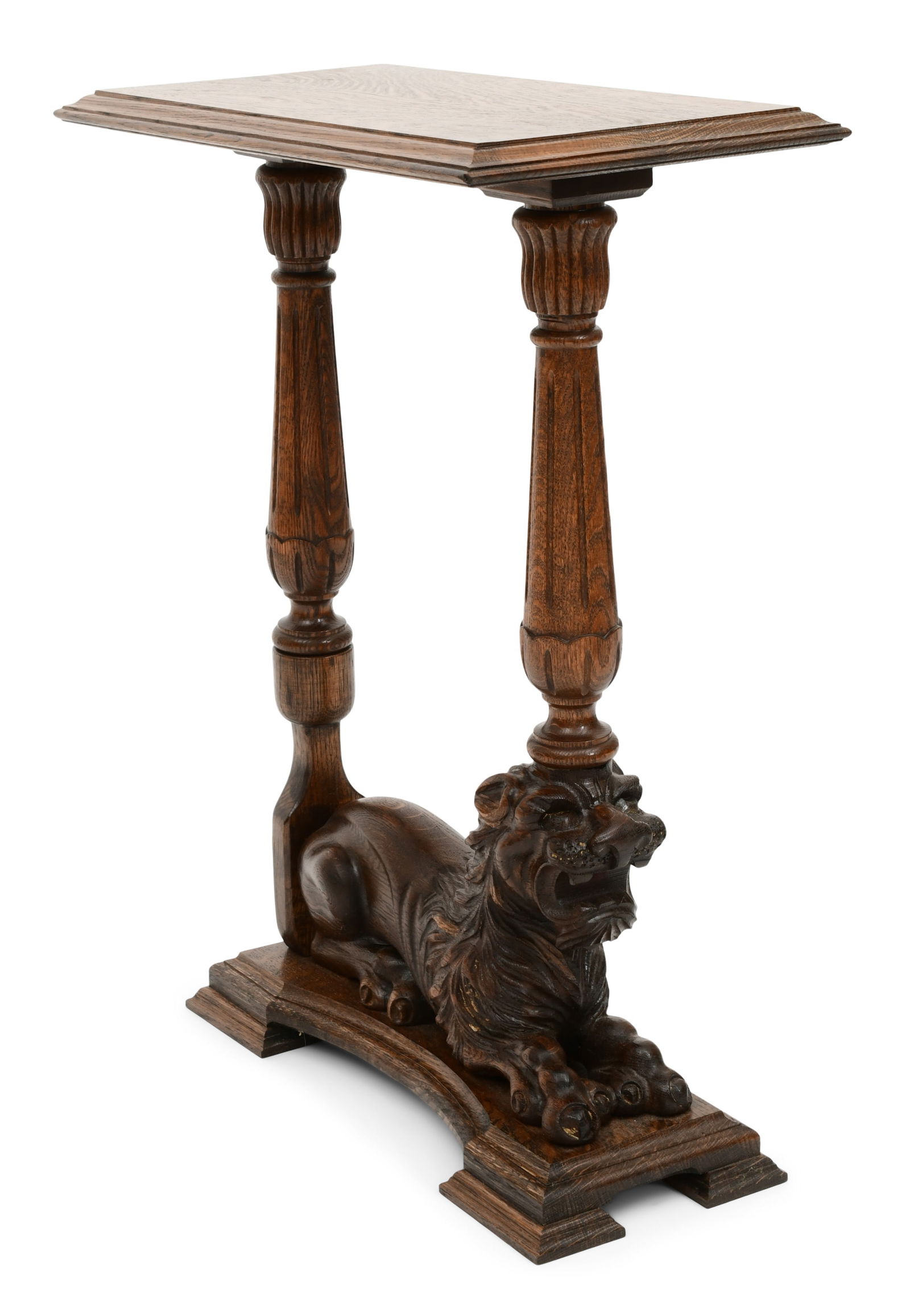 American Carved Oak Plant Stand with Lion (1 of 6)