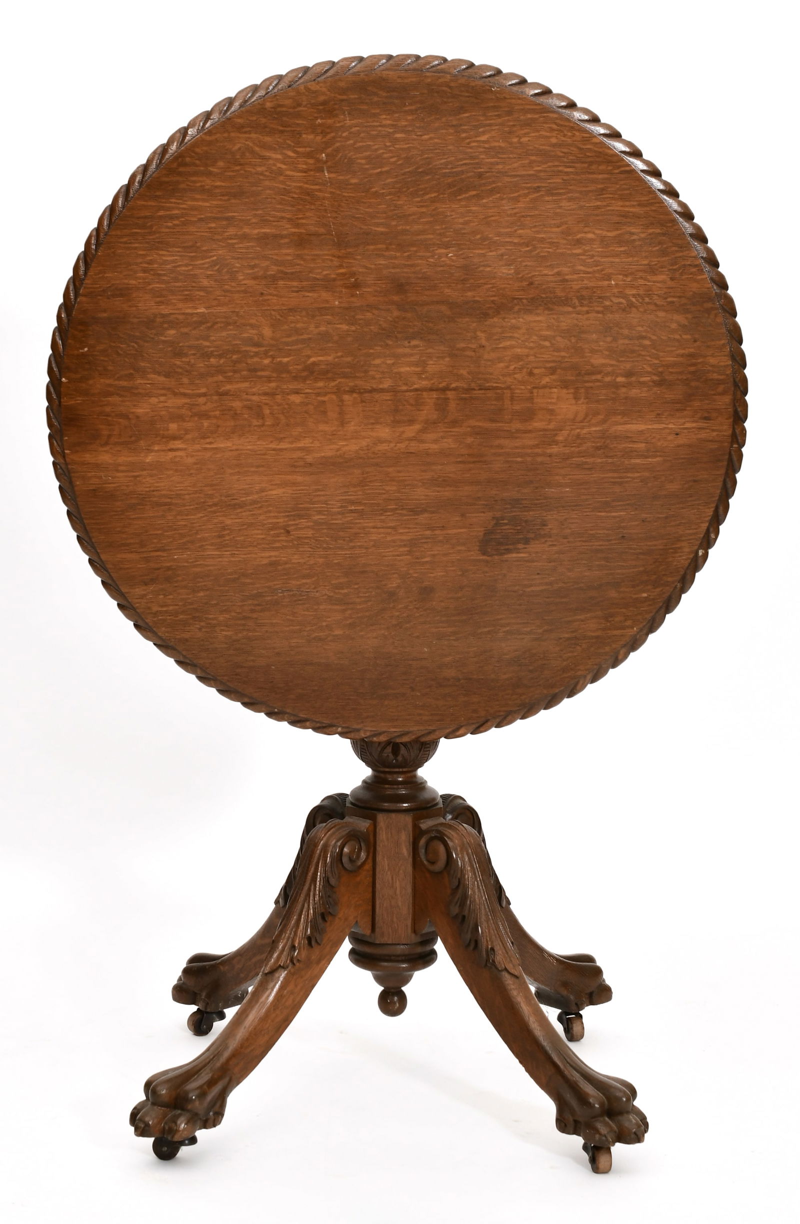 American Carved Oak Tilt-Top Table (1 of 3)