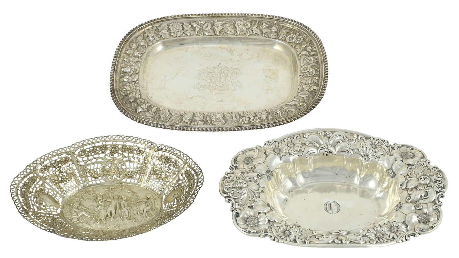 J.E. Caldwell & Co. Sterling Silver Tray, Sterling Silver Bowl and an 800 Silver Bowl (1 of 9)