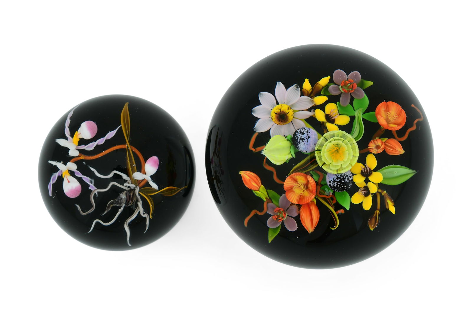 Two Mayauel Ward Art Glass Floral Paperweights (1 of 4)