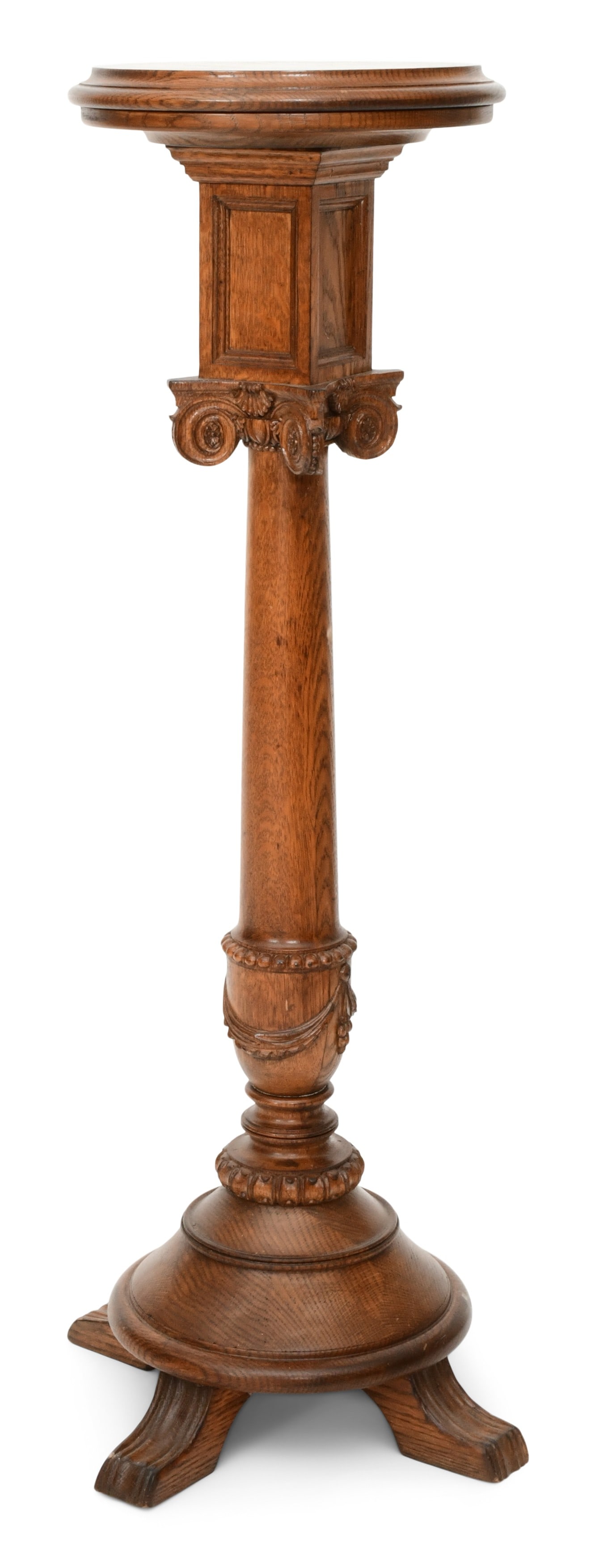 American Carved Oak Pedestal (1 of 4)