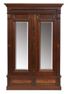 American Eastlake Walnut & Burl Walnut Armoire: American Eastlake Walnut & Burl Walnut Armoirelate 19th century87 1/2 x 57 x 22 inchesProvenance: Property from a Texas Estate