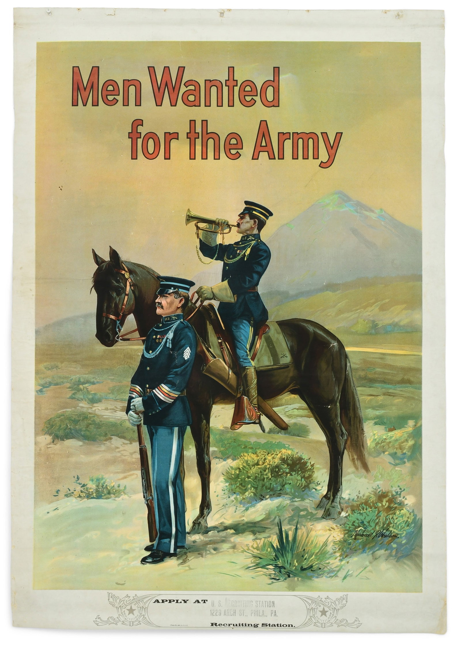 Men Wanted for the Army War Poster: Men Wanted for the Army War Poster 20th century 40 1/4 x 28 inches Provenance: The Harold F. Wright Estate, McPherson, Kansas