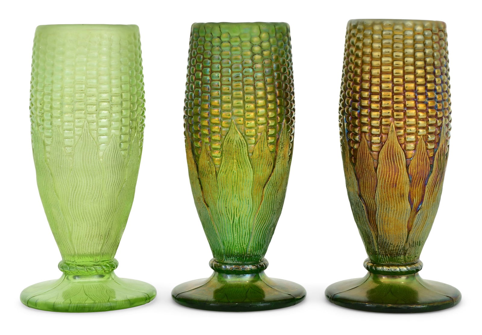 Three Northwood Carnival Glass Corn-Form Vases (1 of 2)
