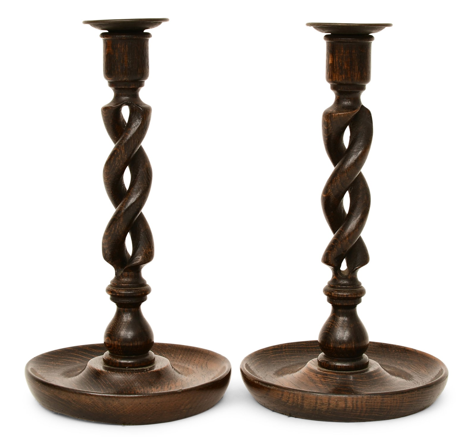 Pair of English Oak Candlesticks: Pair of English Oak Candlesticks circa 1900 10 x 5 1/2 inches Provenance: Property from a Texas Estate Other Notes: Fontaine's Auction Gallery can arrange shipping for this item (USA only).