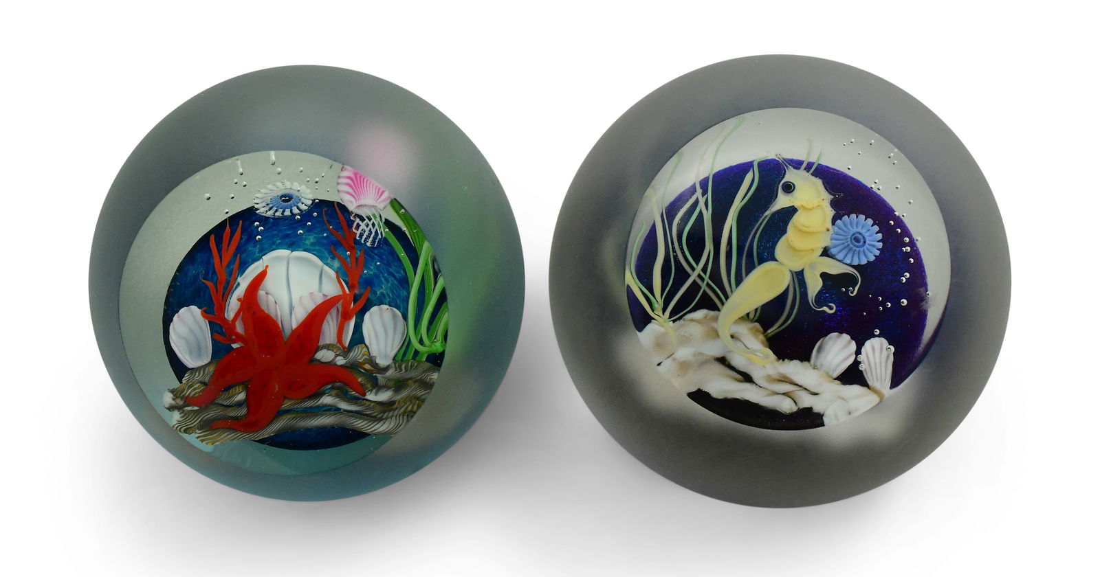 Steven Correia Limited Edition "Seahorse" & "Starfish" Faceted Art Glass Paperweights (1 of 7)