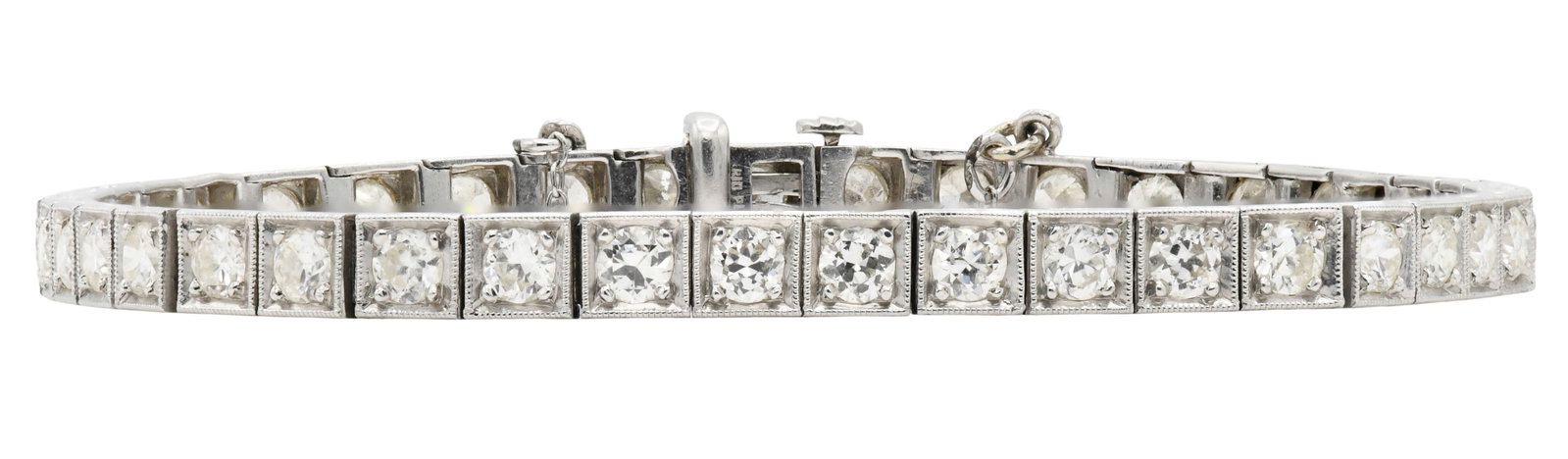 Platinum & 4.00 Carat Diamond Tennis Bracelet: Platinum & 4.00 Carat Diamond Tennis Bracelet featuring round brilliant diamonds weighing a total of 4.00 carats • 7 1/8 inches (length) • 15.1 grams (total weight) Other Notes: Fontaine's