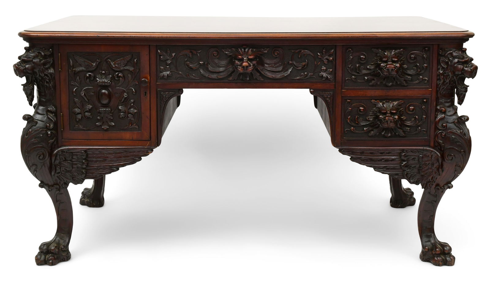 R.J. Horner & Co. Mahogany Figural Partner's Desk (1 of 9)