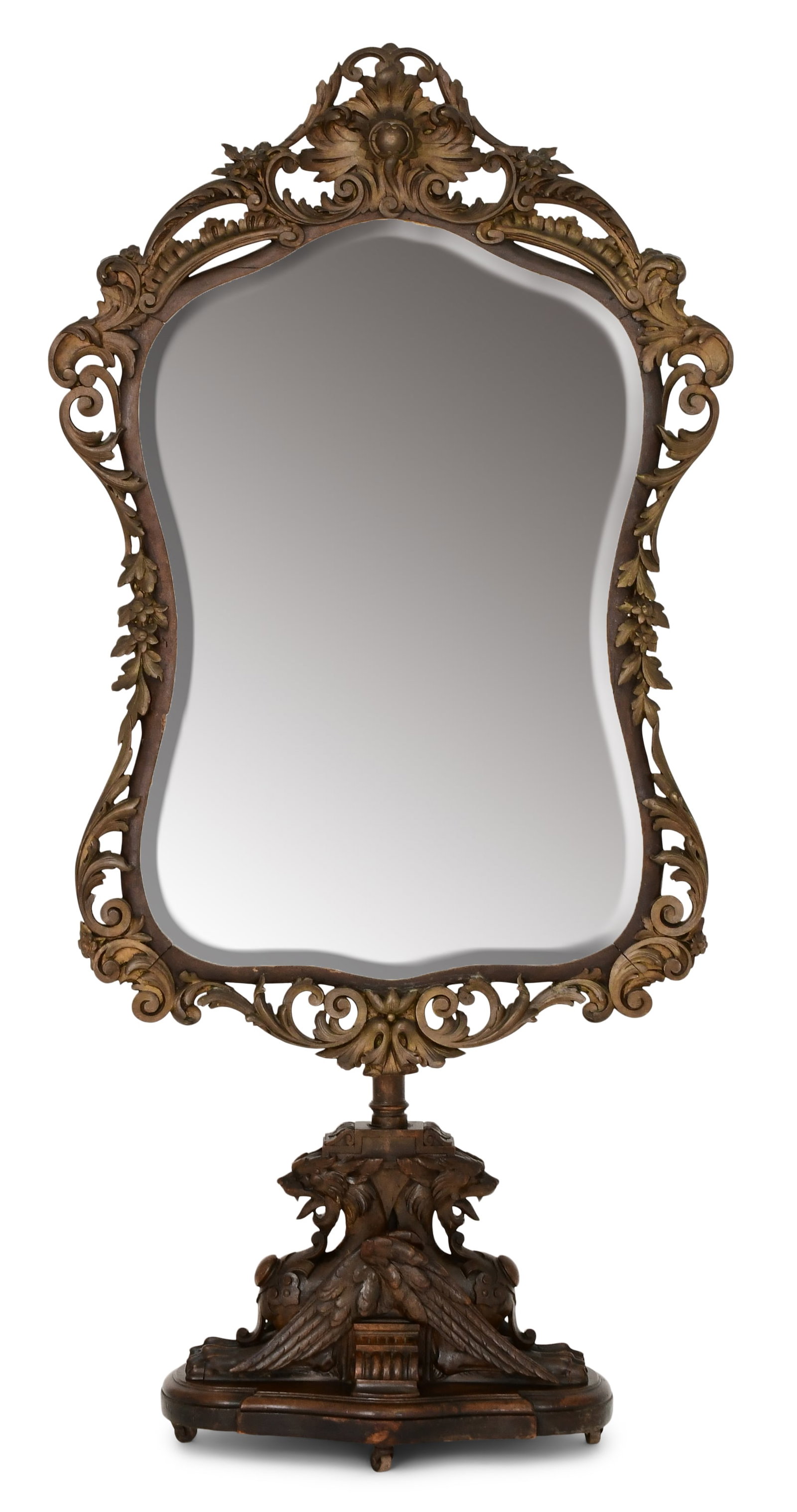 American Carved & Gilded Walnut Figural Cheval Mirror (1 of 6)