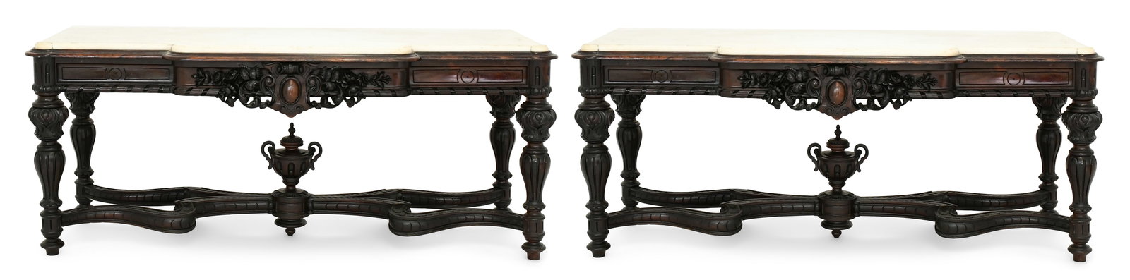 Pair of American Rococo Revival Rosewood Console Tables (1 of 7)