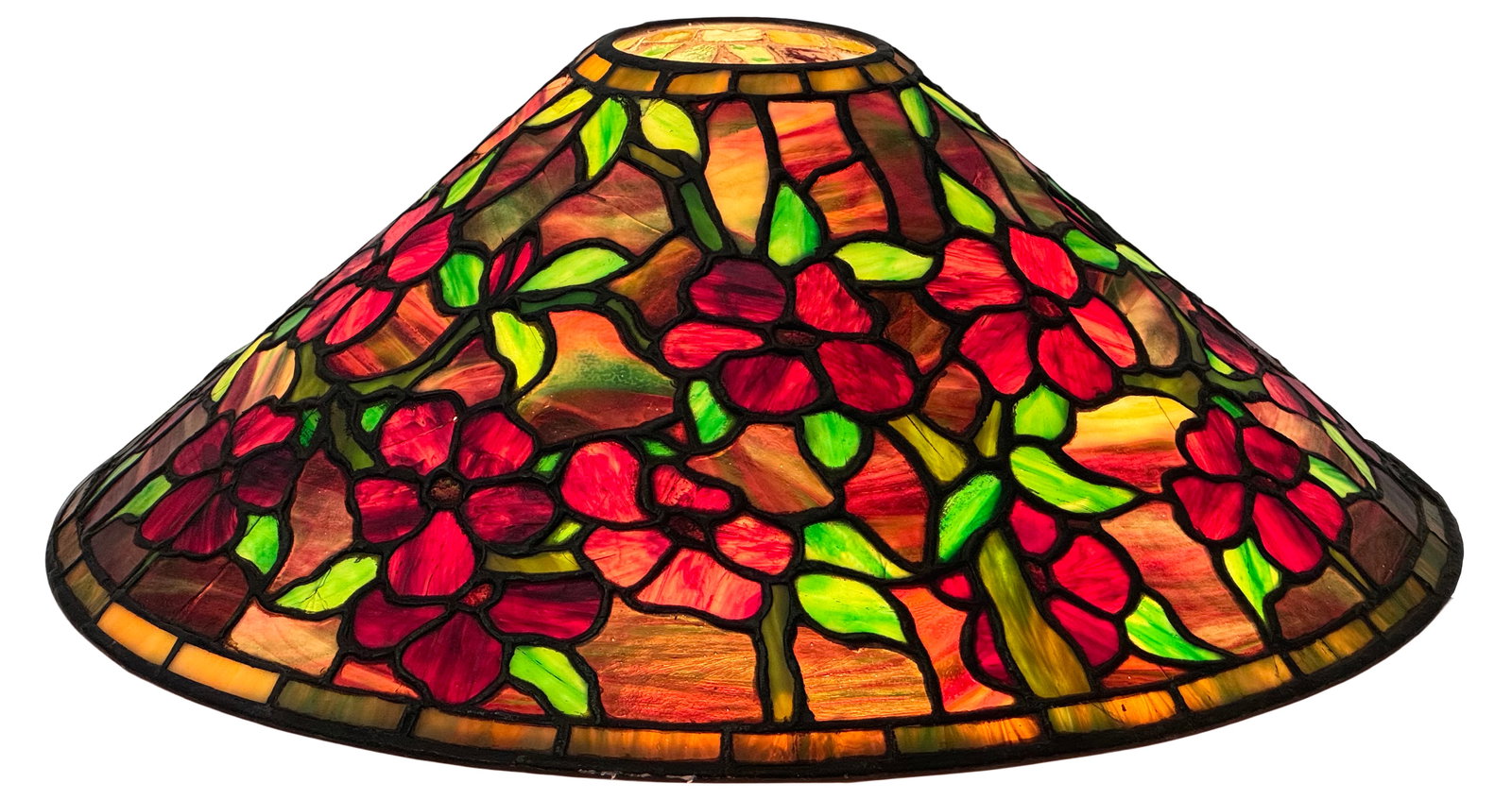 American Leaded Glass Conical Floral Lamp Shade (1 of 4)