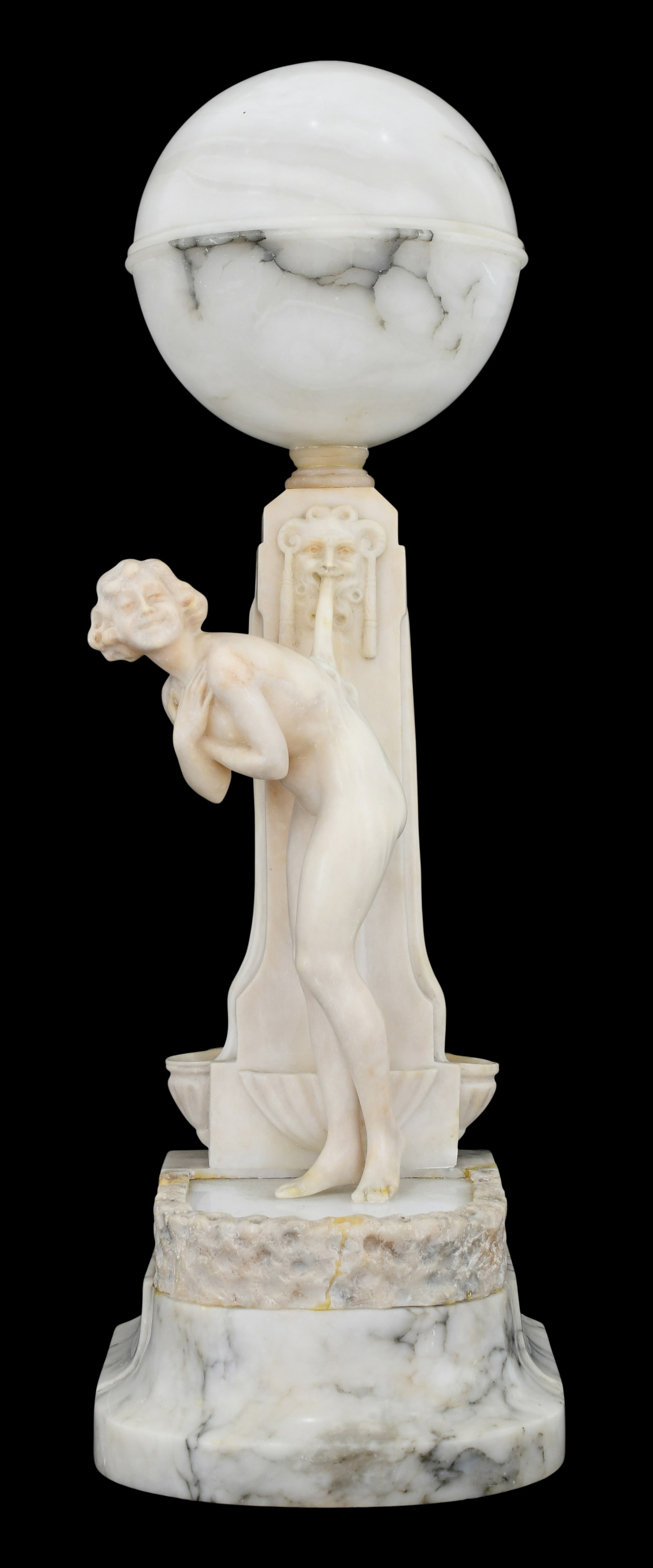 Italian Carved Alabaster and Marble Figural Lamp (1 of 6)