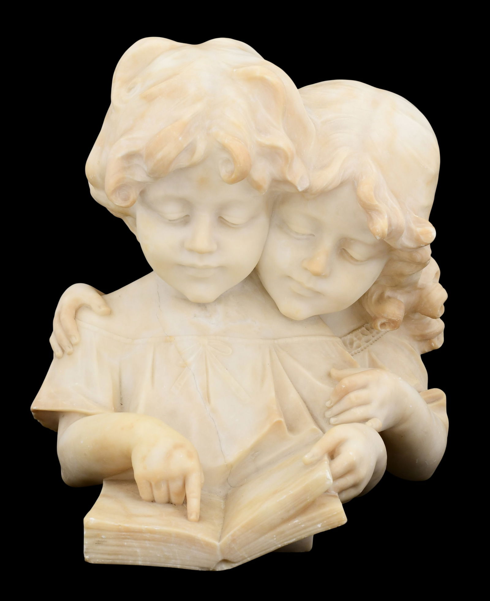Italian Alabaster Sculpture of a Boy and Girl with Book (1 of 5)