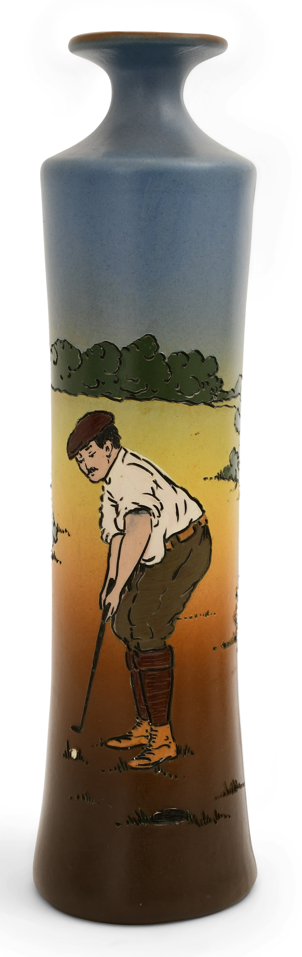 Weller Pottery "Dickens Ware" Golf-Themed Vase (1 of 4)