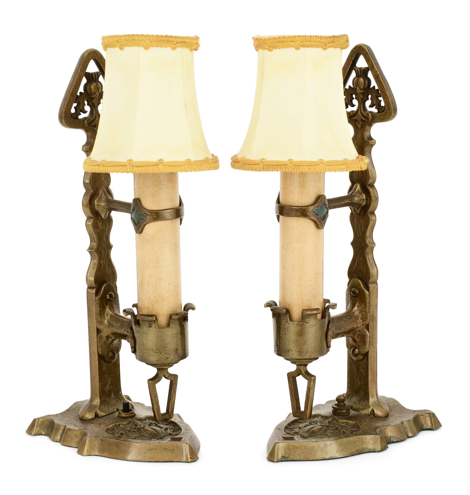 Attr. Oscar Bach (1884-1957), Pair of Bronze Candle Lamps (1 of 4)