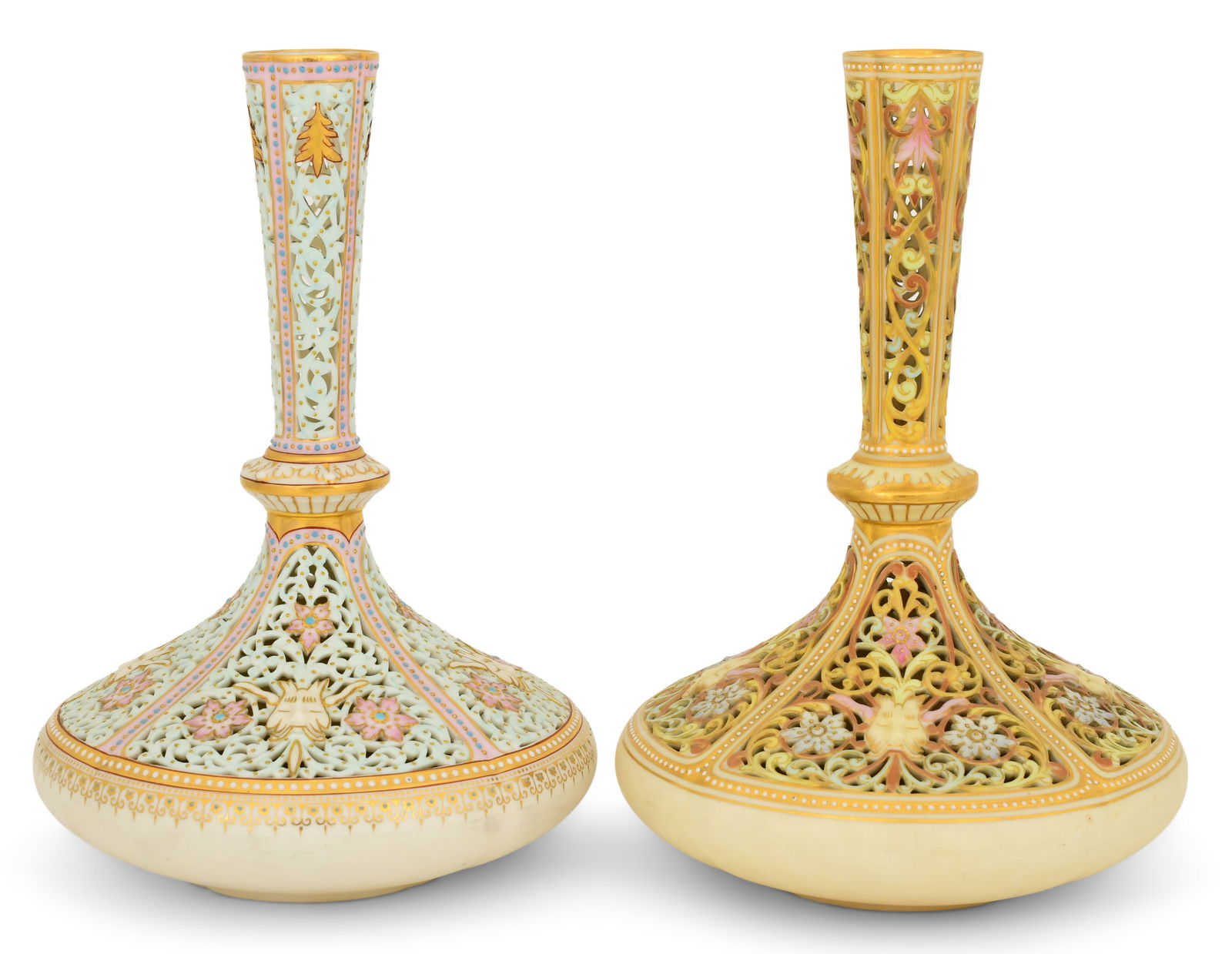 Two Royal Worcester Porcelain Reticulated Vases (1 of 5)