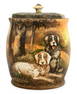 Nippon Blown Out Hand-Painted Porcelain Humidor with Dogs