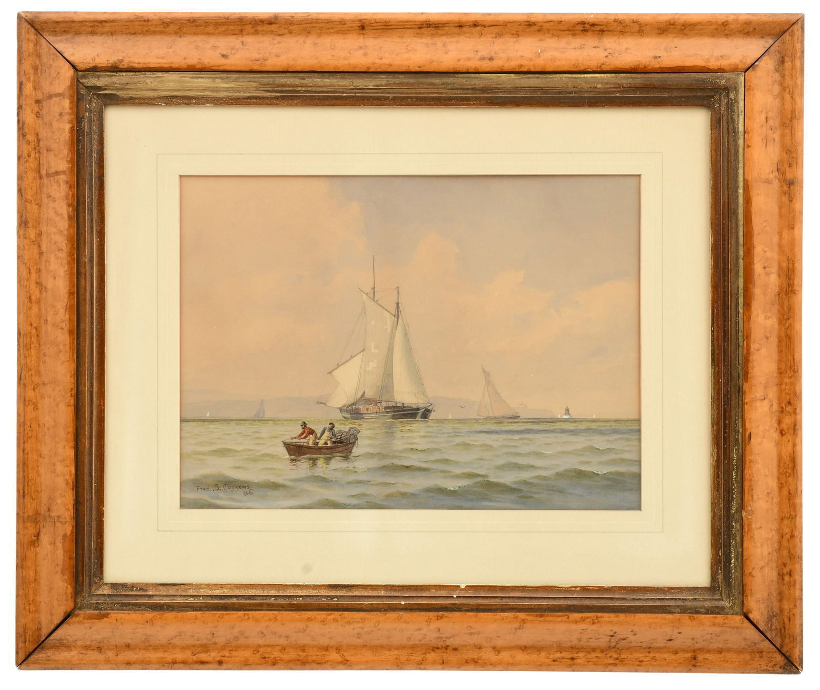 Frederic Schiller Cozzens (American, 1846-1928), Two Men in a Dory with Sailing Ships (1 of 3)