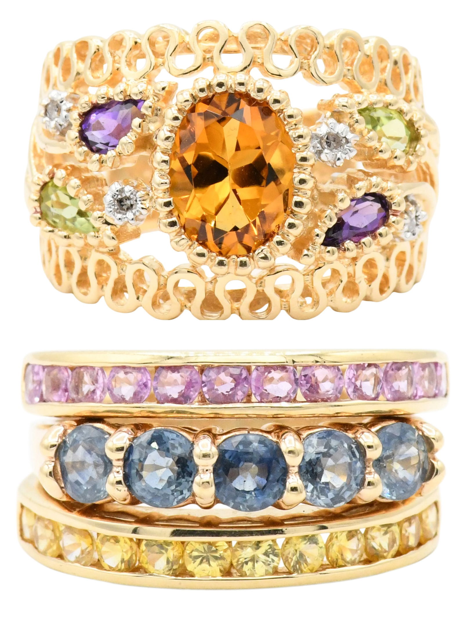 Two 14K Yellow Gold & Gemstone Rings (1 of 9)