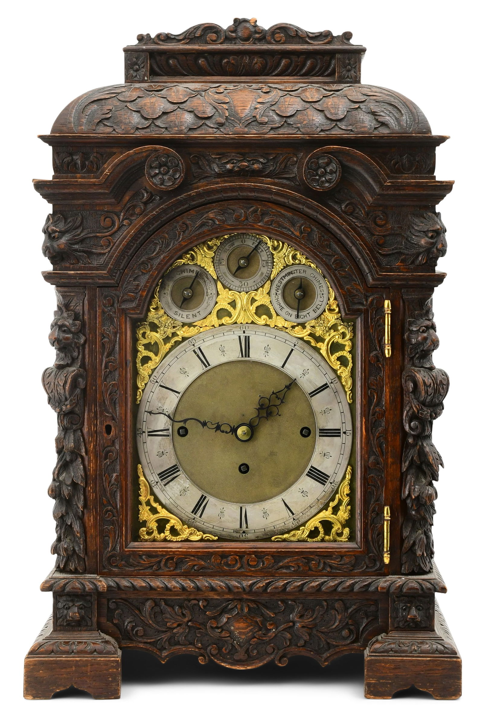 English Triple Fusee Oak Bracket Clock (1 of 9)