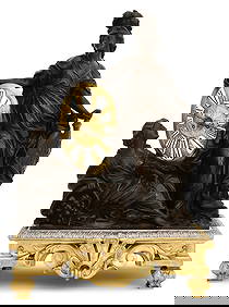 A Monumental French Gilt & Patinated Bronze Figural Mantel Clock (1 of 8)