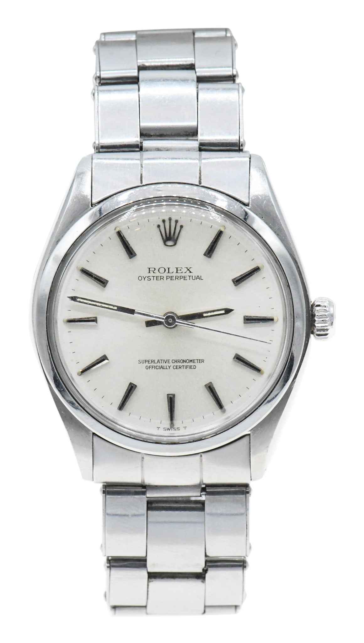 Rolex Oyster Perpetual, Reference 1002, Steel Wristwatch, Circa 1982: Rolex Oyster Perpetual, Reference 1002, Steel Wristwatch, Circa 1982Case: Stainless SteelCase Diameter: 34mmDial: SilverReference Number: 1002Serial Number: 7240107Movement: AutomaticSigned: Case, dia