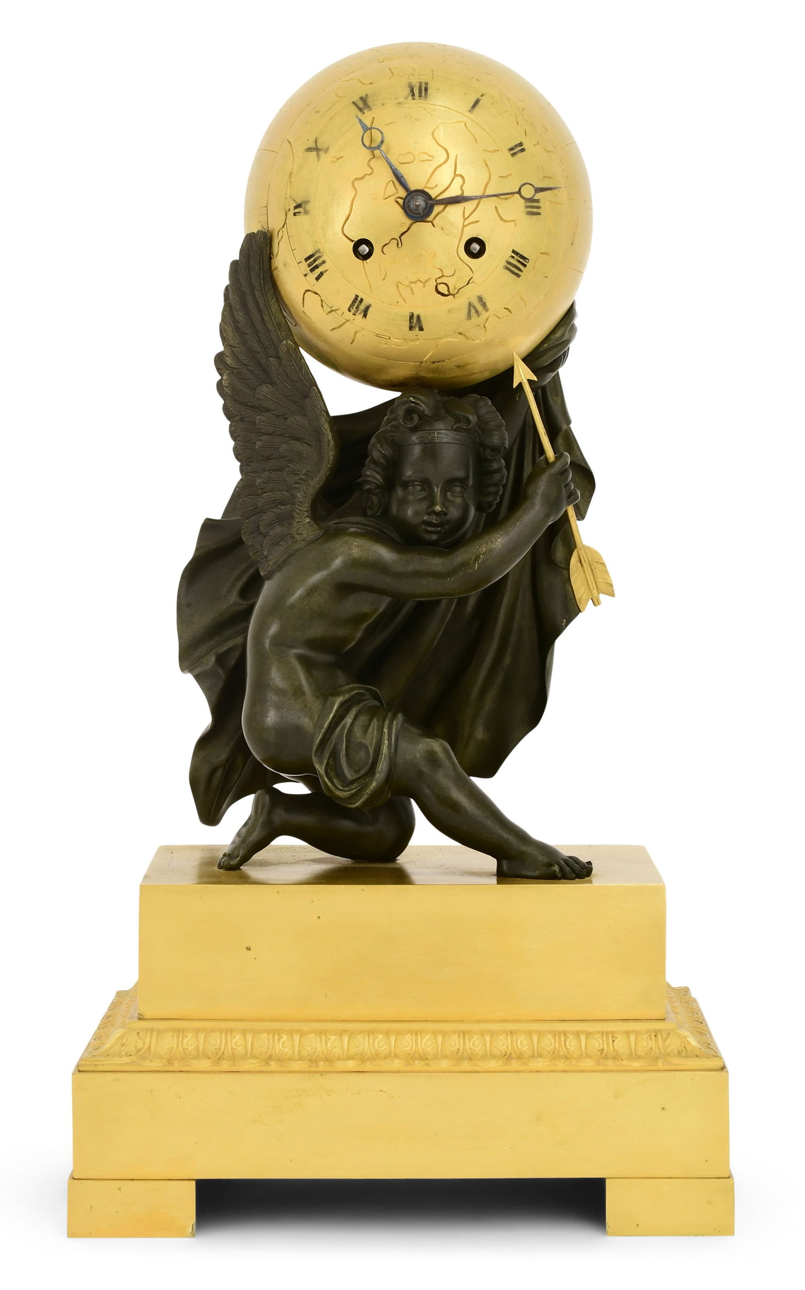French Gilt & Patinated Bronze Figural Mantel Clock (1 of 7)