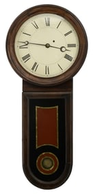 Attr. George Hatch (1816-1879), Keyhole Regulator Wall Clock, Attleboro Massachusetts