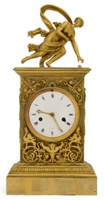 French Empire Gilt Bronze Figural Mantel Clock