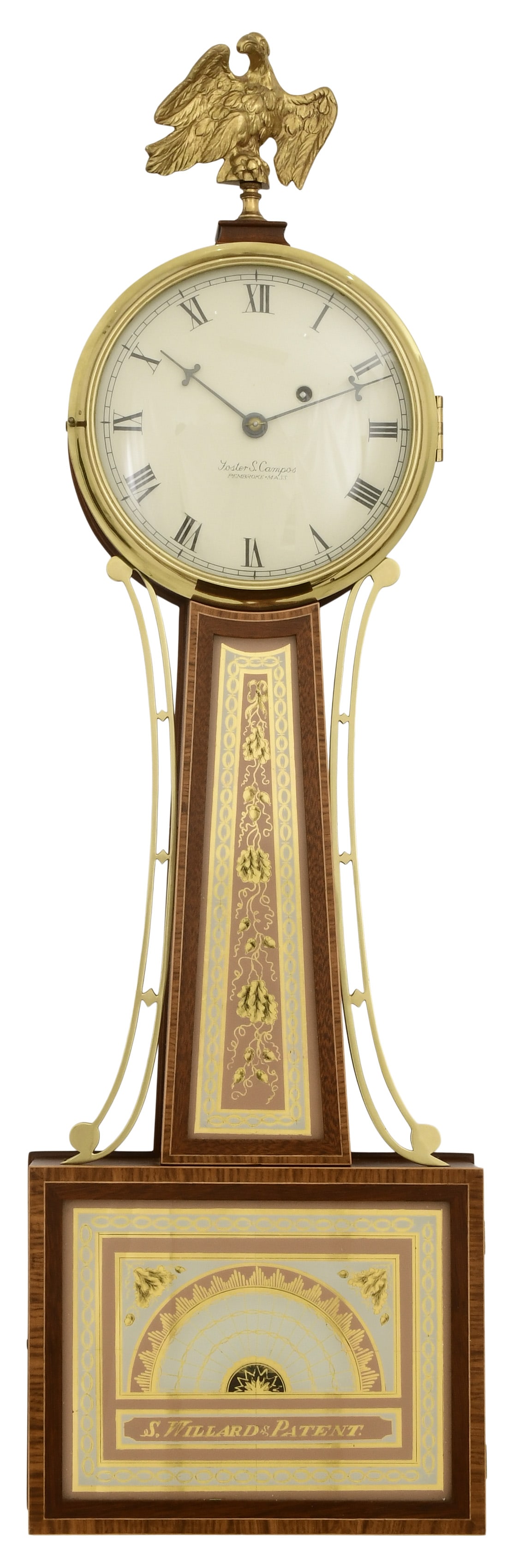 Foster Campos Cross Banded Banjo Clock, Pembroke, Massachusetts (1 of 7)