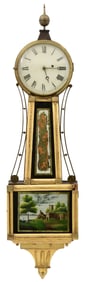 Attr. Jonathan Billings (1777-1841), Oversized Striking Banjo Clock, Acton & Concord, Massachusetts