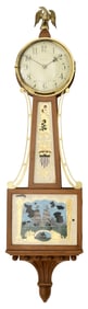 Waltham Presentation Banjo Clock with Naval Battle