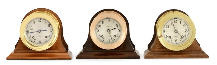 Lot of Three Chelsea Clock Co. Ship's Bell Clock