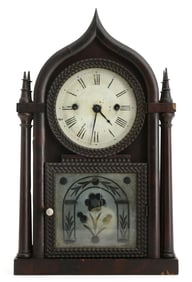 J.C. Brown Ripple-Front Onion-Top Mantel Clock, Forestville Mfg. Co.