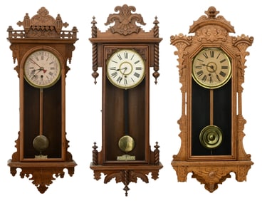 Three American Wall Clocks, E.N. Welch "Eclipse"; Ansonia "Para"; Ingraham "Pacific"