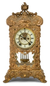 Ansonia Clock Co. "Floral" Crystal Regulator Clock