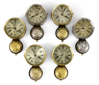 Lot of Six Seth Thomas Ship's Bell Clocks