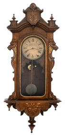 American Gilt-Incised Walnut Wall Clock with Seth Thomas Movement